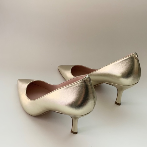 Kate Spade Sonia Gold Leather Pointed Toe Pumps Stiletto Heels Dress Shoes 8.5 - Picture 15 of 16